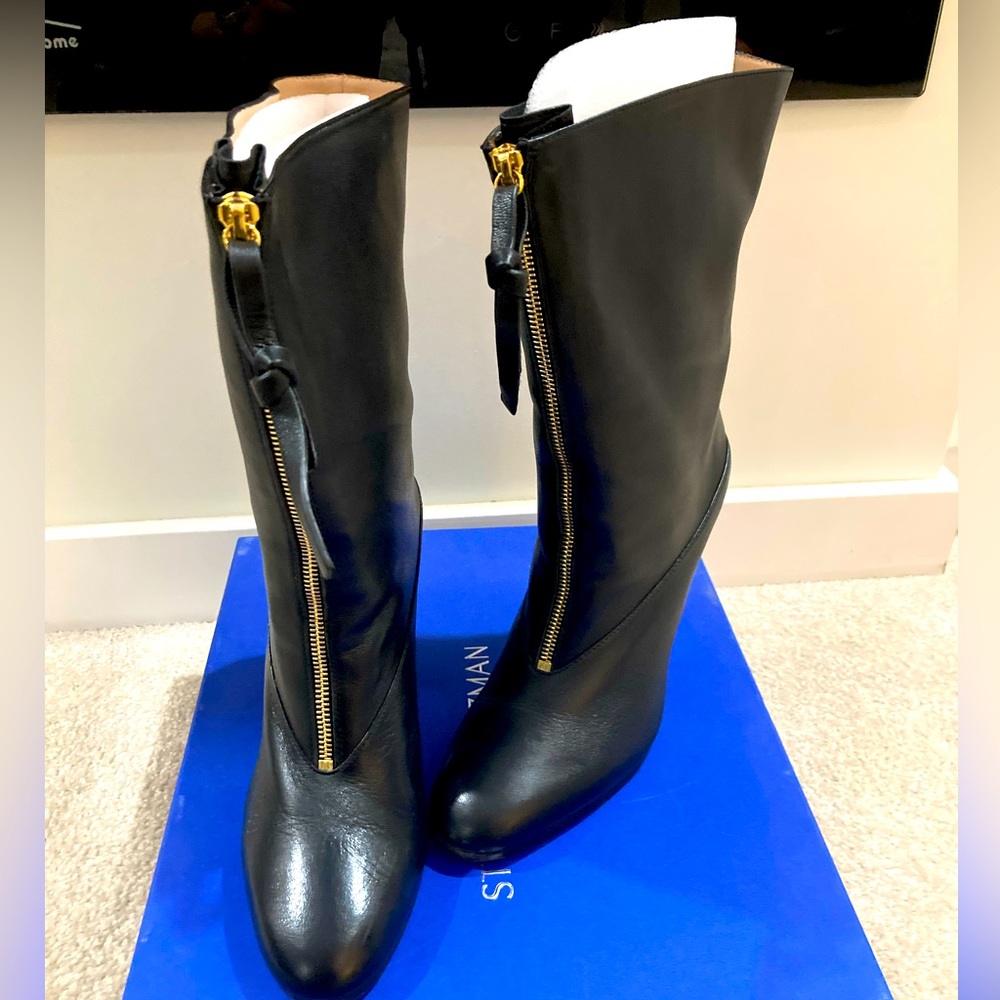 Stuart Weitzman Jet Nero Nubo Boots - Wide Calf Size 9